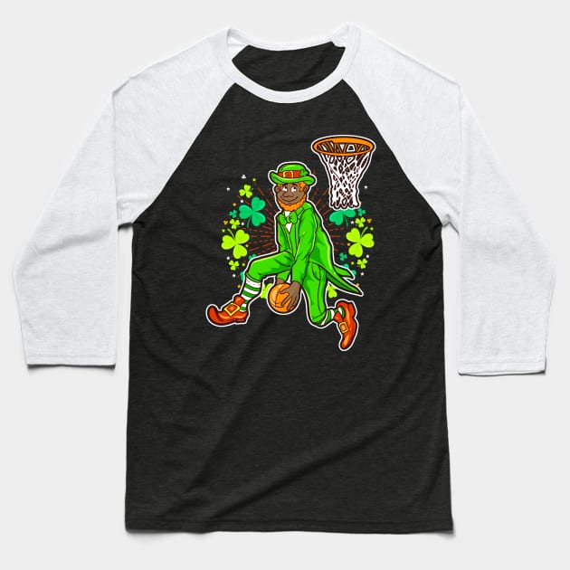 African American Black Leprechaun Basketball St Patrick's Day Baseball T-Shirt by E